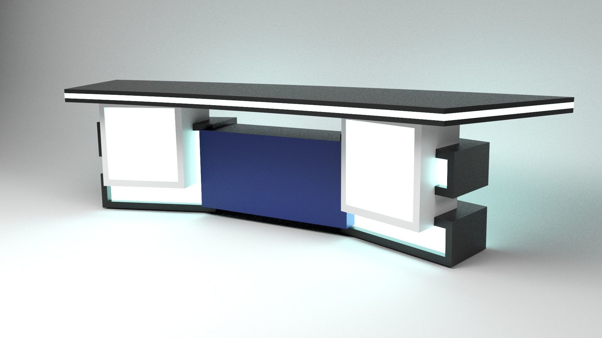 Tv set desk 5 Low-poly 3D model_6