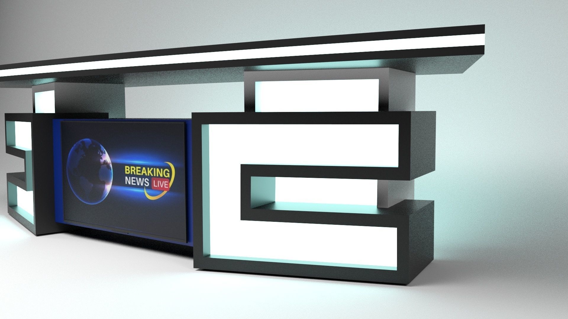 Tv set desk 5 Low-poly 3D model_5
