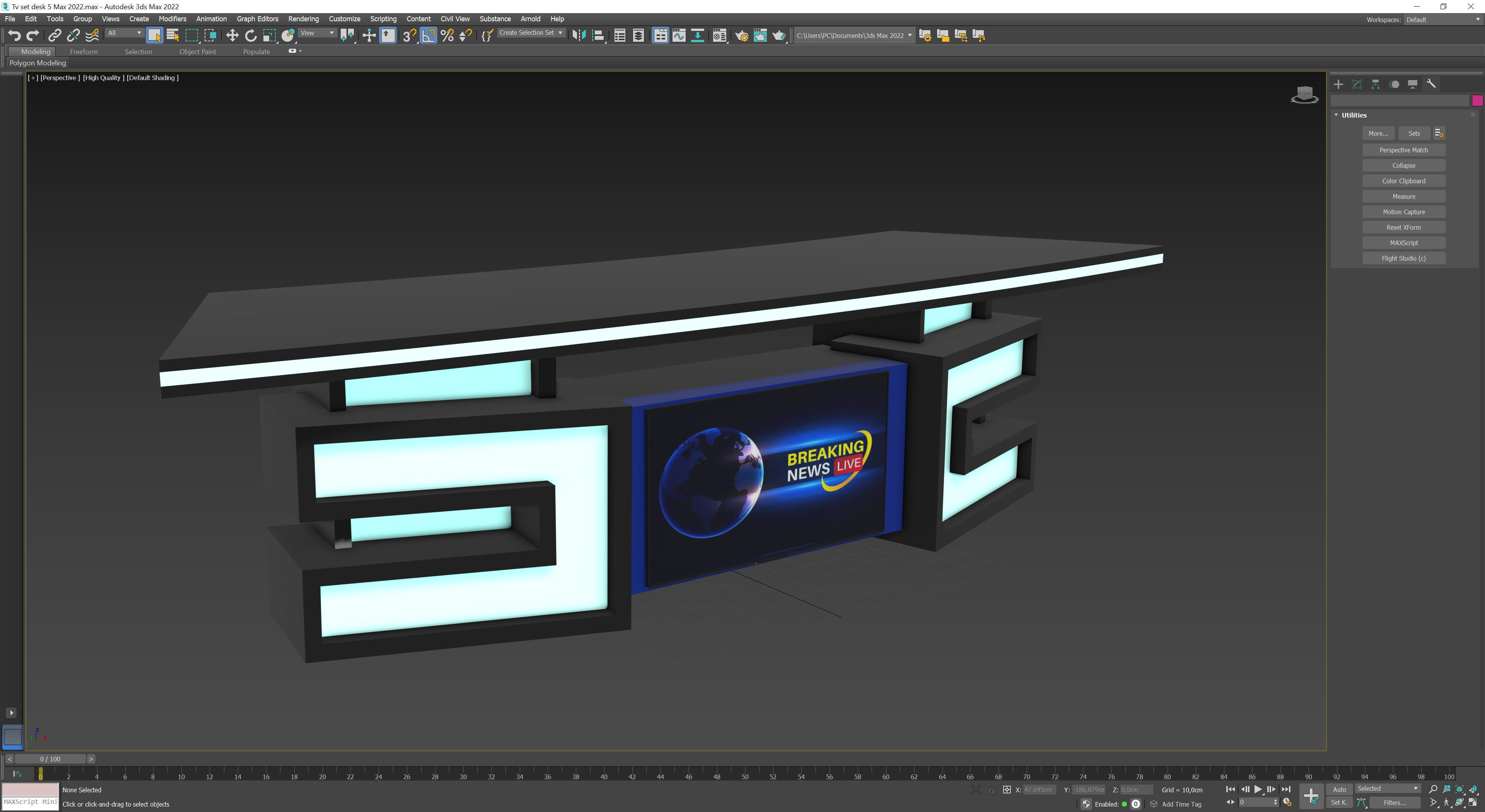 Tv set desk 5 Low-poly 3D model_9