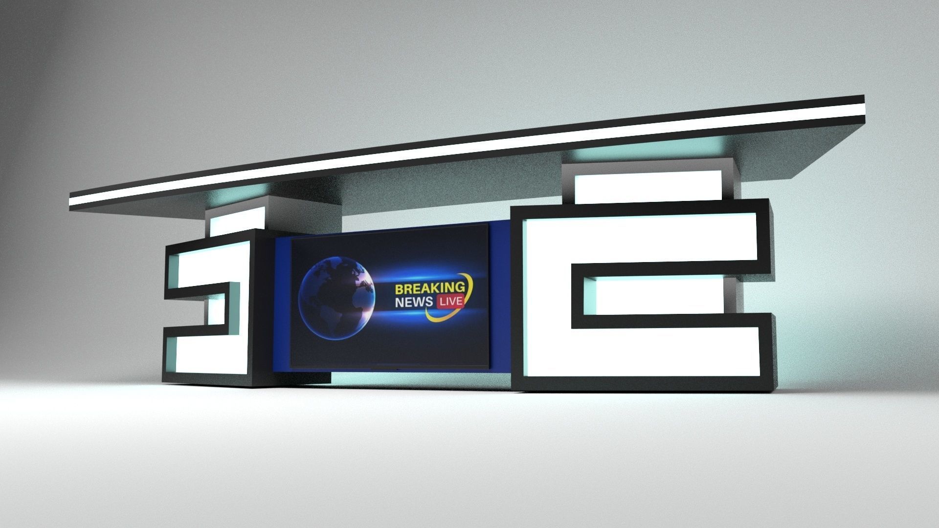 Tv set desk 5 Low-poly 3D model_4
