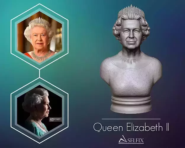 Queen Elizabeth II Bust 3D print model
