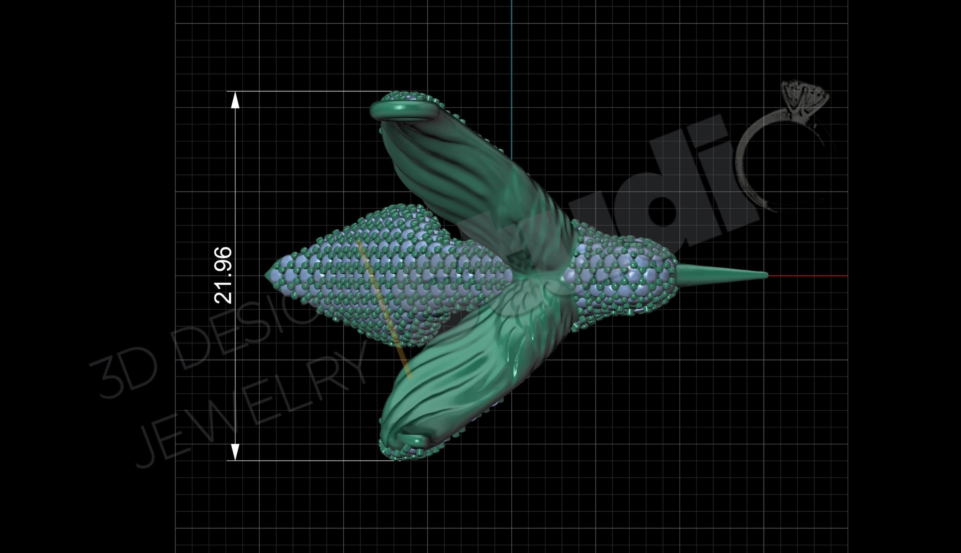 Highly detailed humming bird pendant 3D print model_4