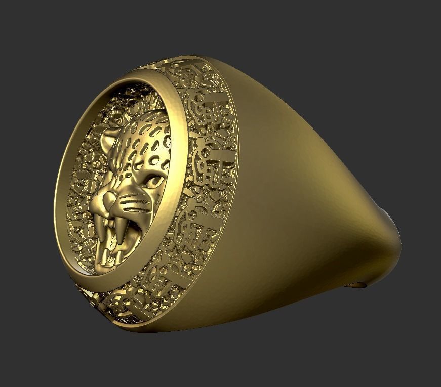 Jaguar Signet Ring STL OBJ FBX  3d model for 3d printing 3D print model_2