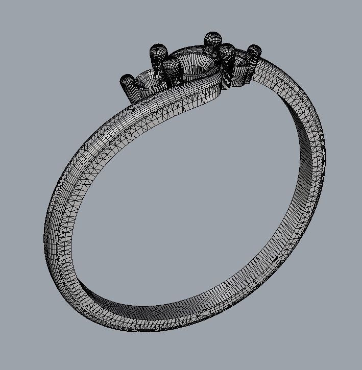 3 Stones Ring 3D print model_9