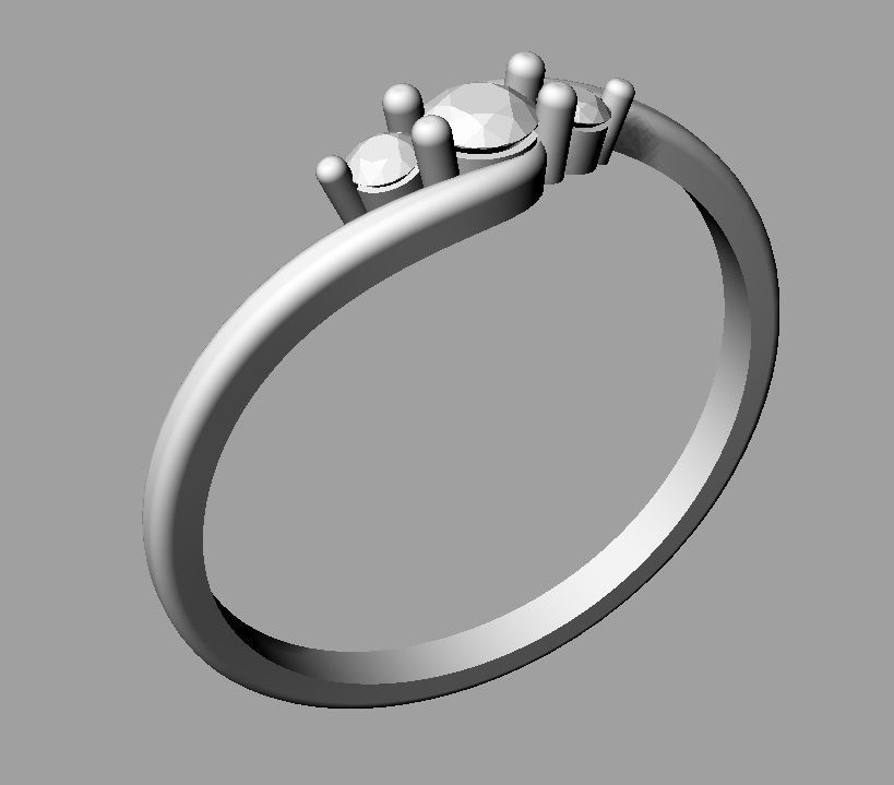 3 Stones Ring 3D print model_11
