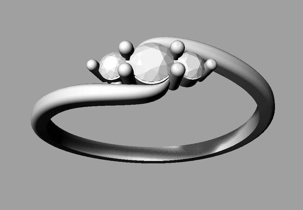 3 Stones Ring 3D print model_10