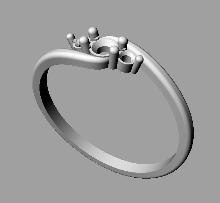 3 Stones Ring 3D print model_7
