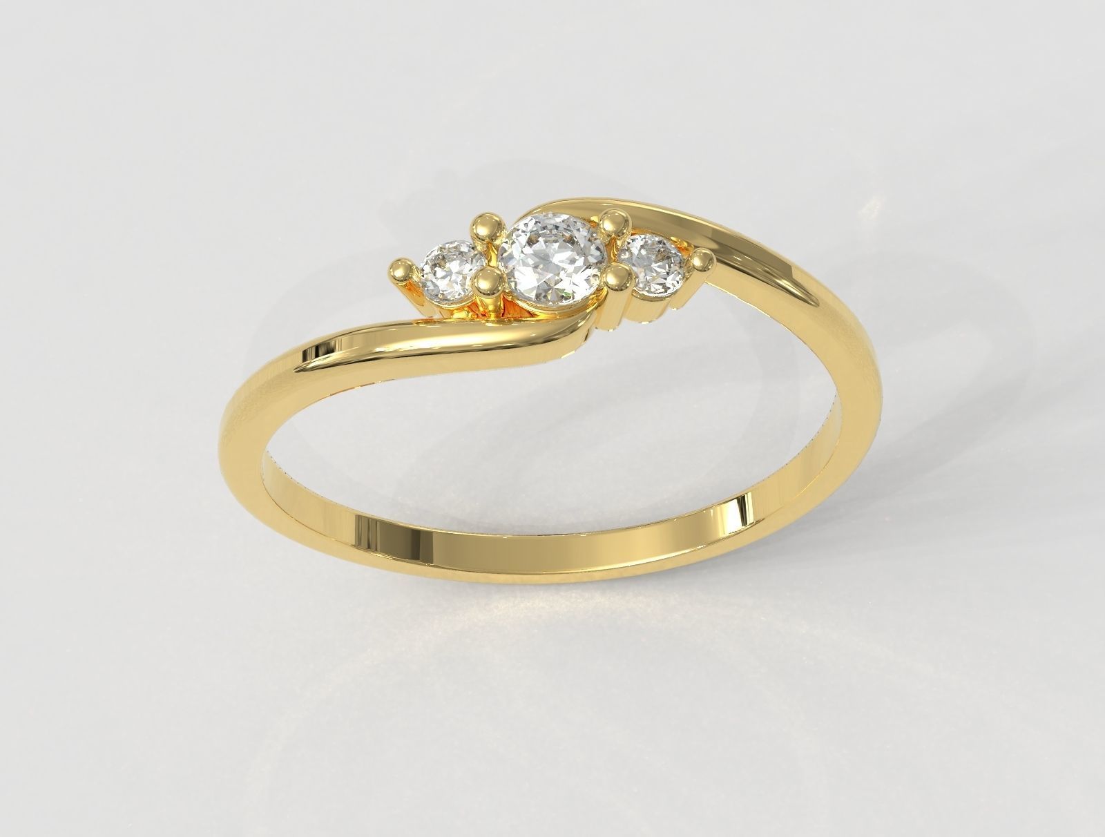 3 Stones Ring 3D print model_3