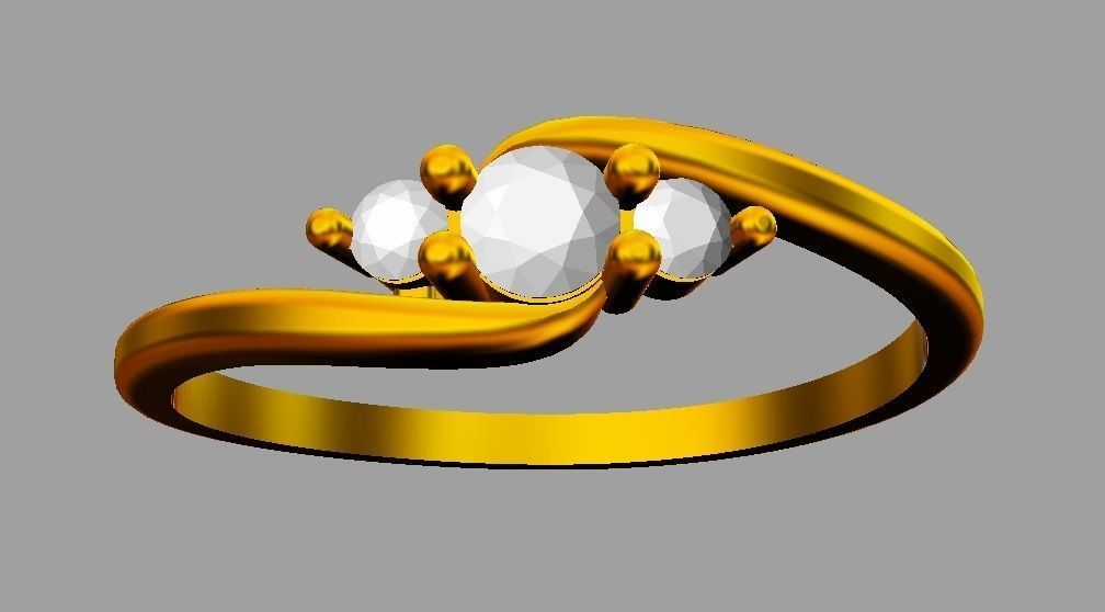 3 Stones Ring 3D print model_15