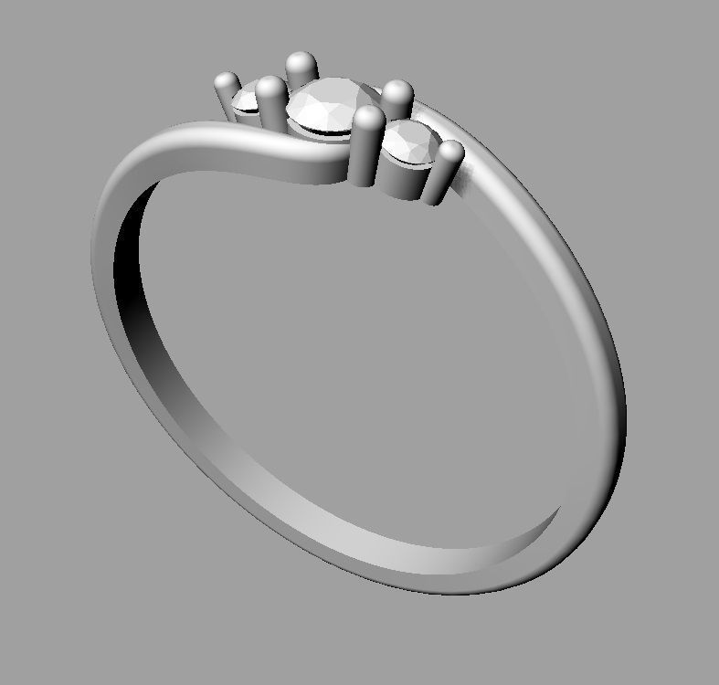 3 Stones Ring 3D print model_12