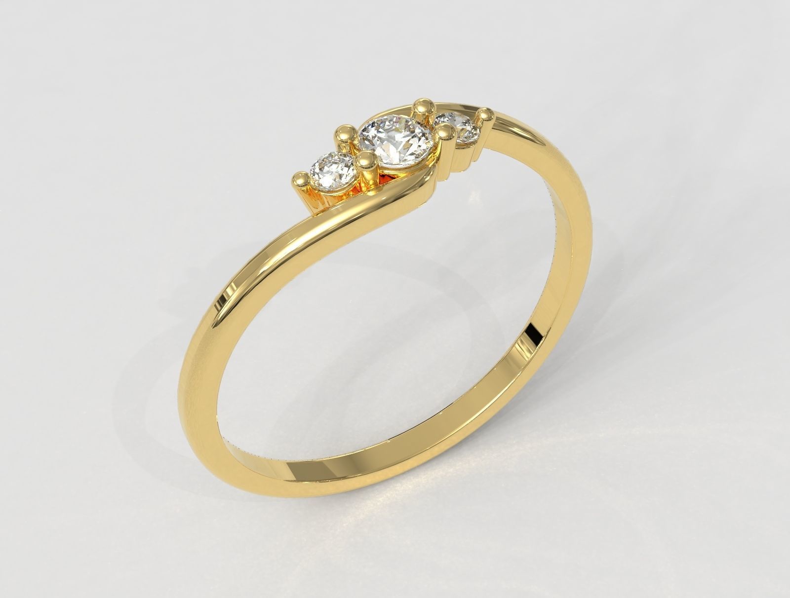 3 Stones Ring 3D print model_1