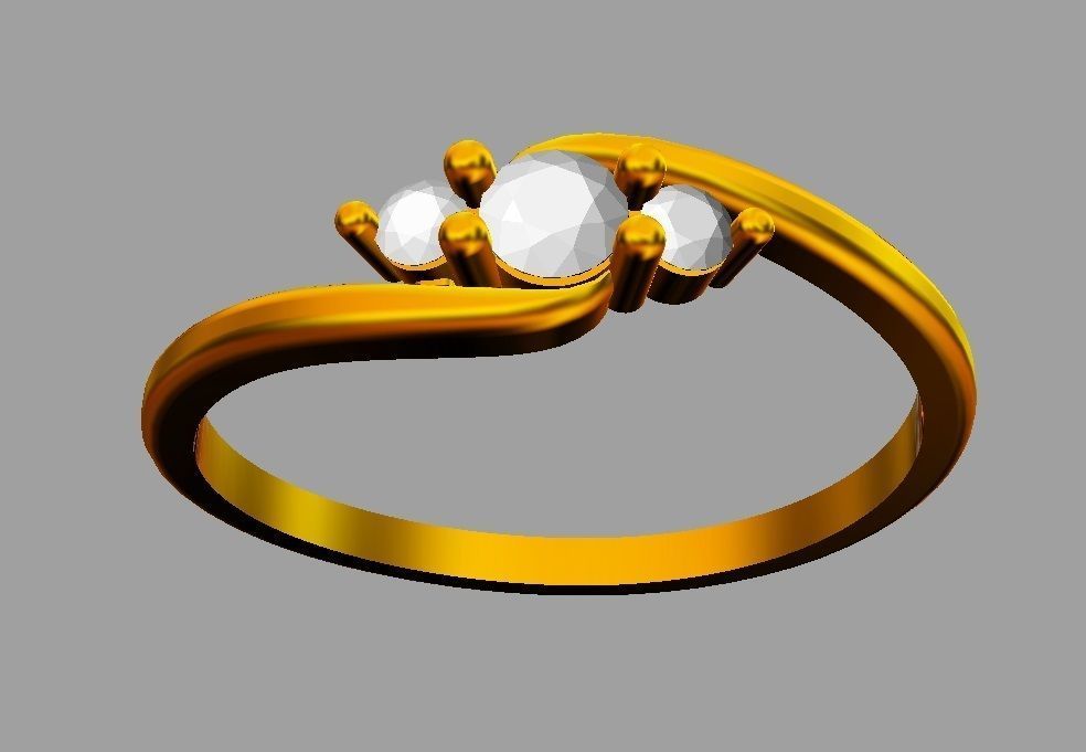 3 Stones Ring 3D print model_14