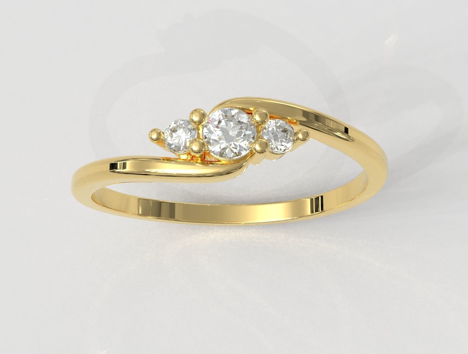 3 Stones Ring 3D print model_2