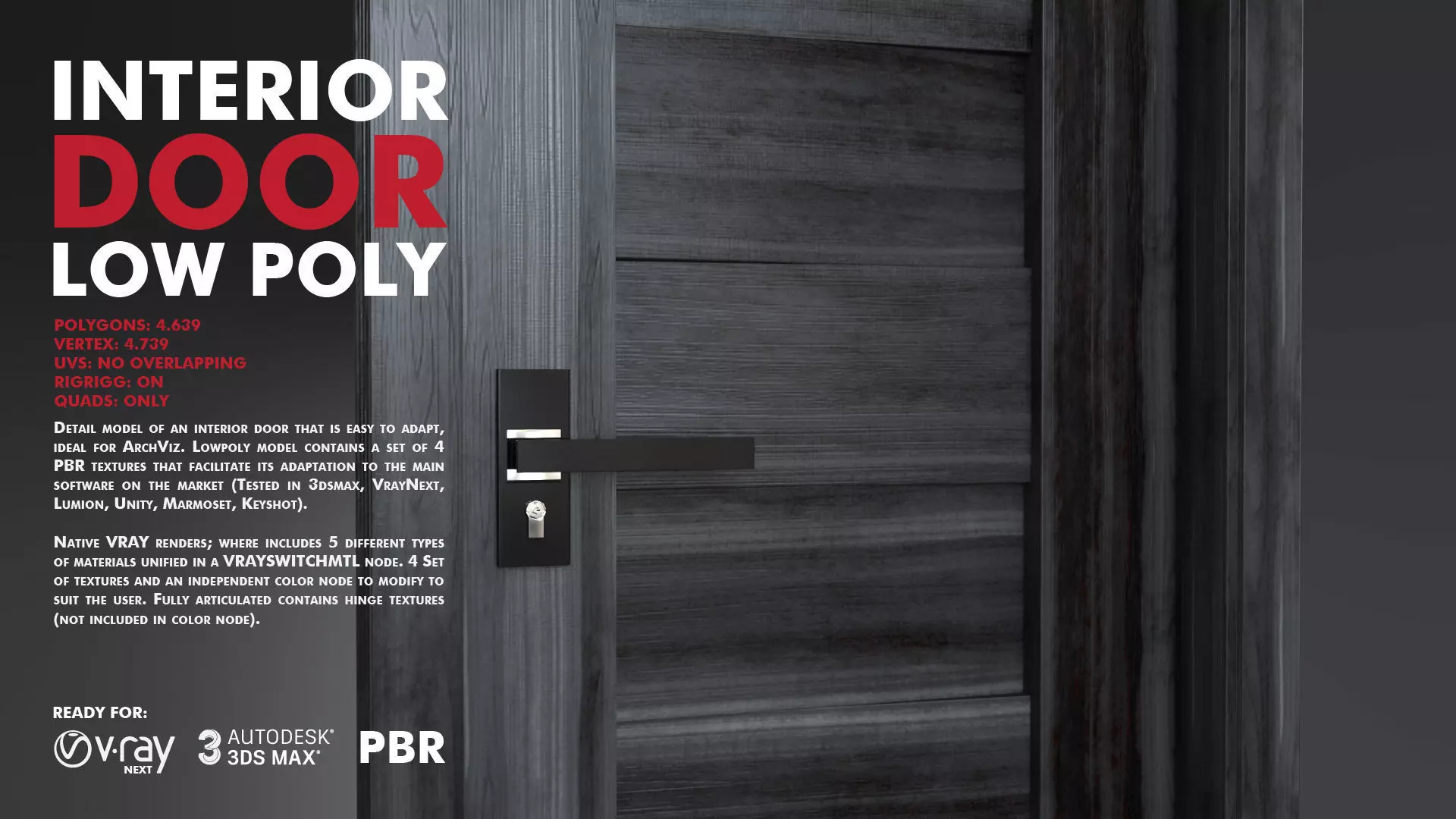 Interior Door Low-poly 3D model
