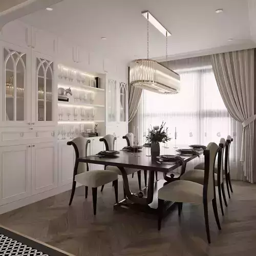 Wine cabinet neoclassic Low-poly 3D model