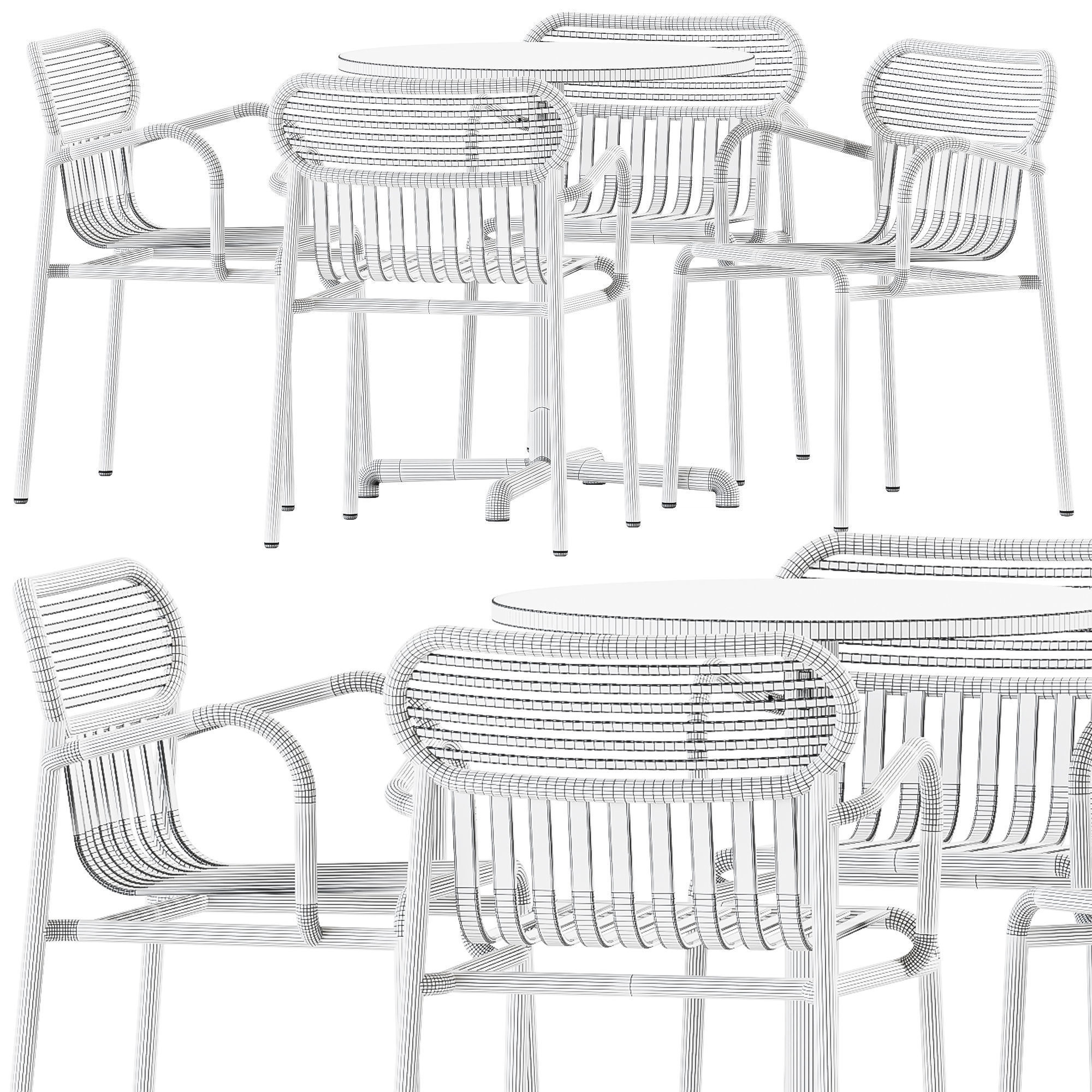 Ikea Stensele Round Table and Week-end Chair by Petite Friture 3D model_5