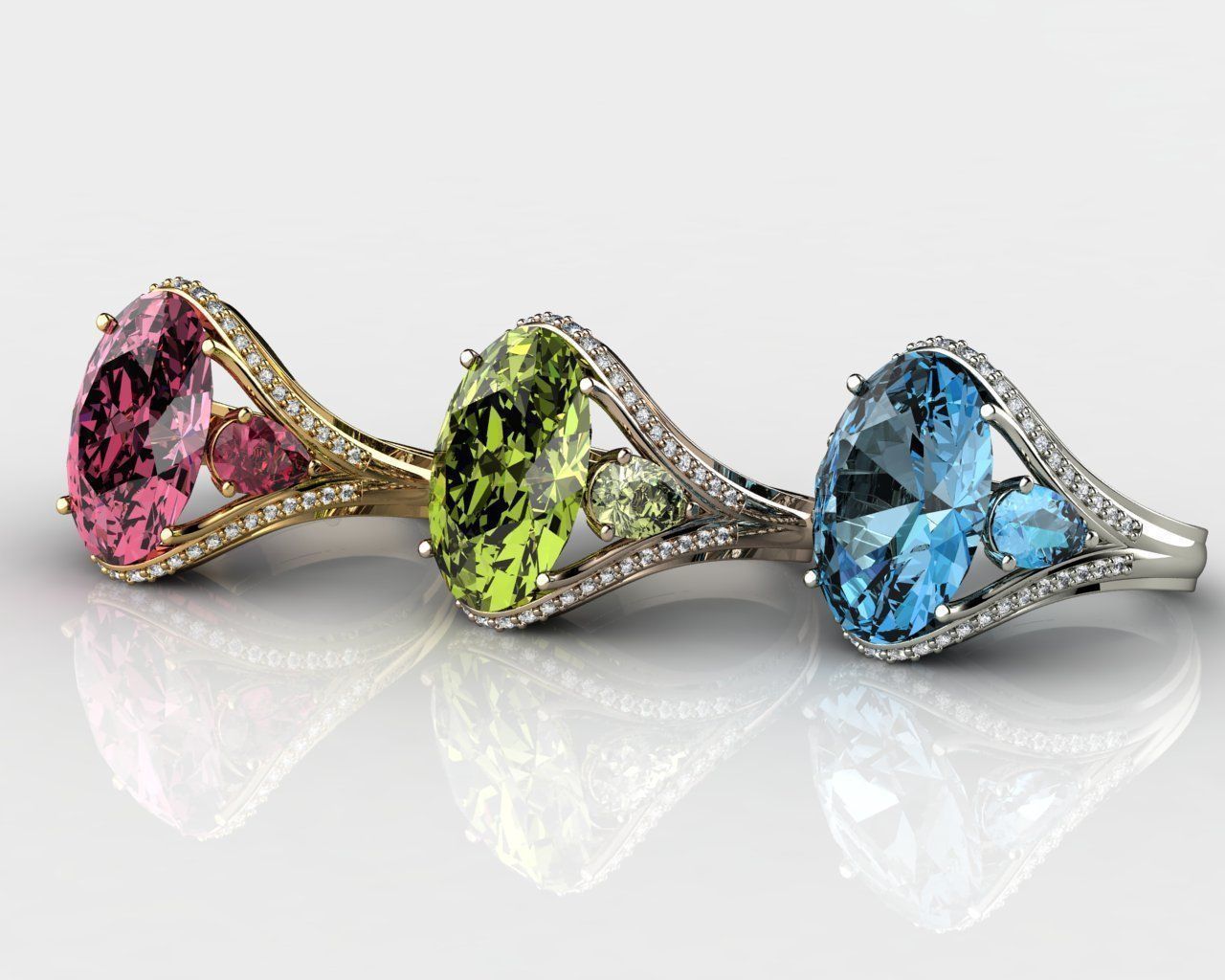 Exquisite Gemstone Rings 3D print model_2