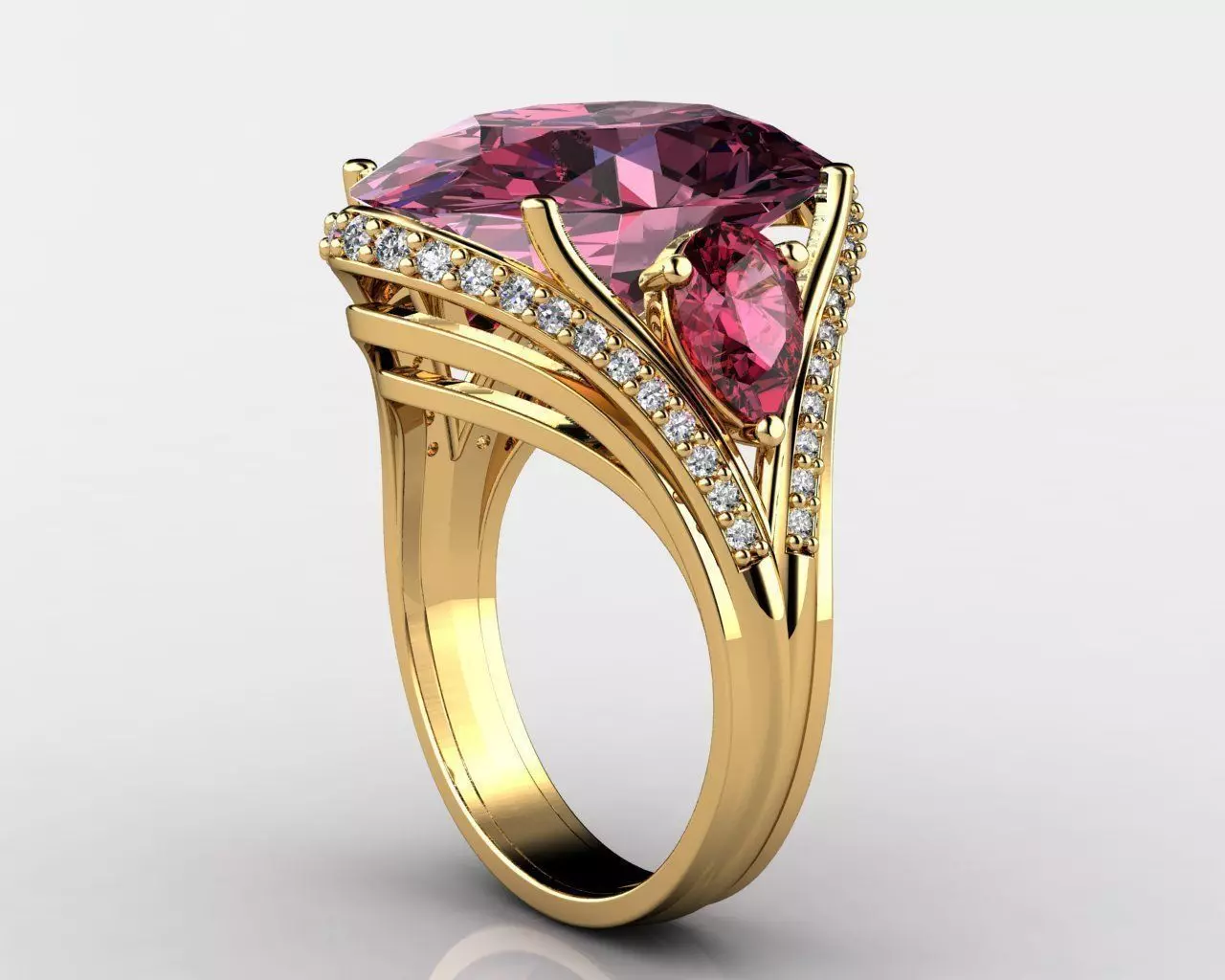 Exquisite Gemstone Rings 3D print model_0