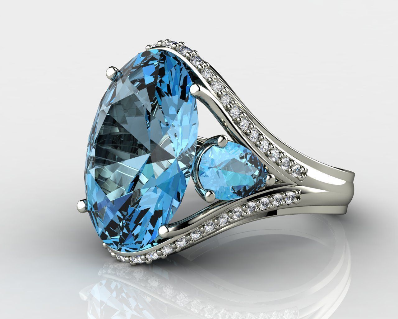 Exquisite Gemstone Rings 3D print model_4