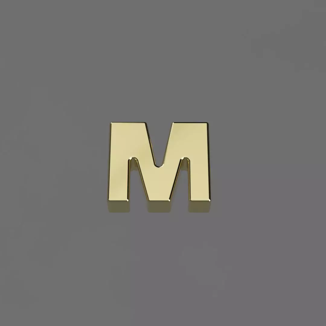 Alphabet M Letter Pendant 3D Model for Necklaces 3D print model_0