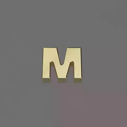 Alphabet M Letter Pendant 3D Model for Necklaces