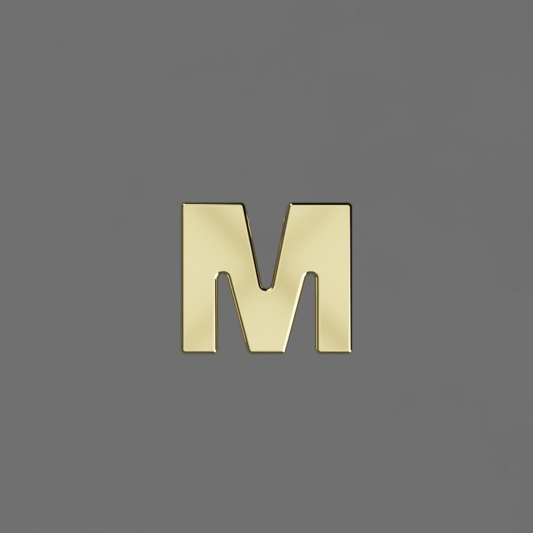 Alphabet M Letter Pendant 3D Model for Necklaces 3D print model_2
