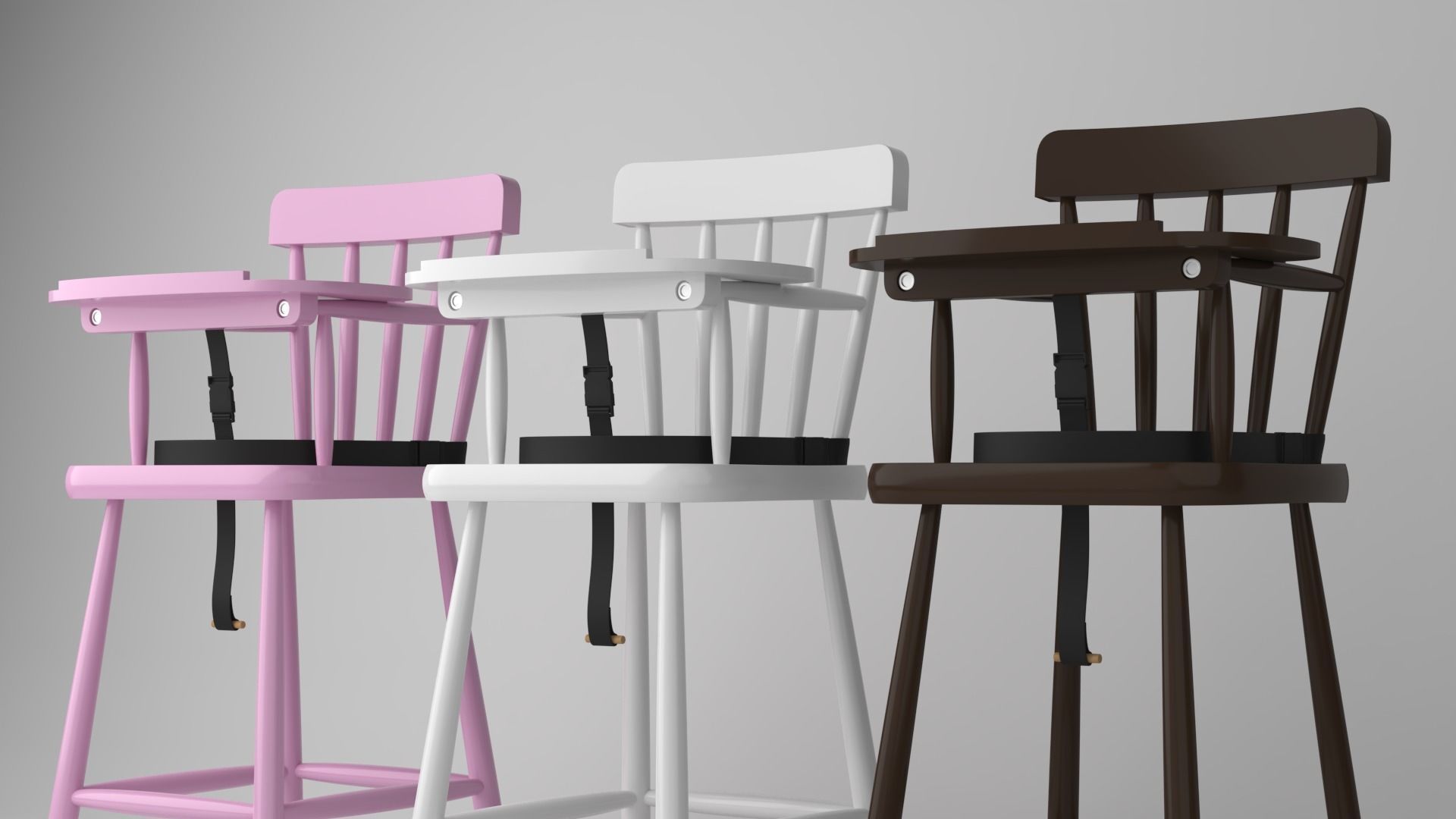Baby Highchair with table VRAY 3D model_2