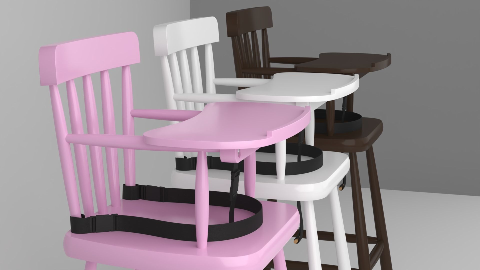 Baby Highchair with table VRAY 3D model_4