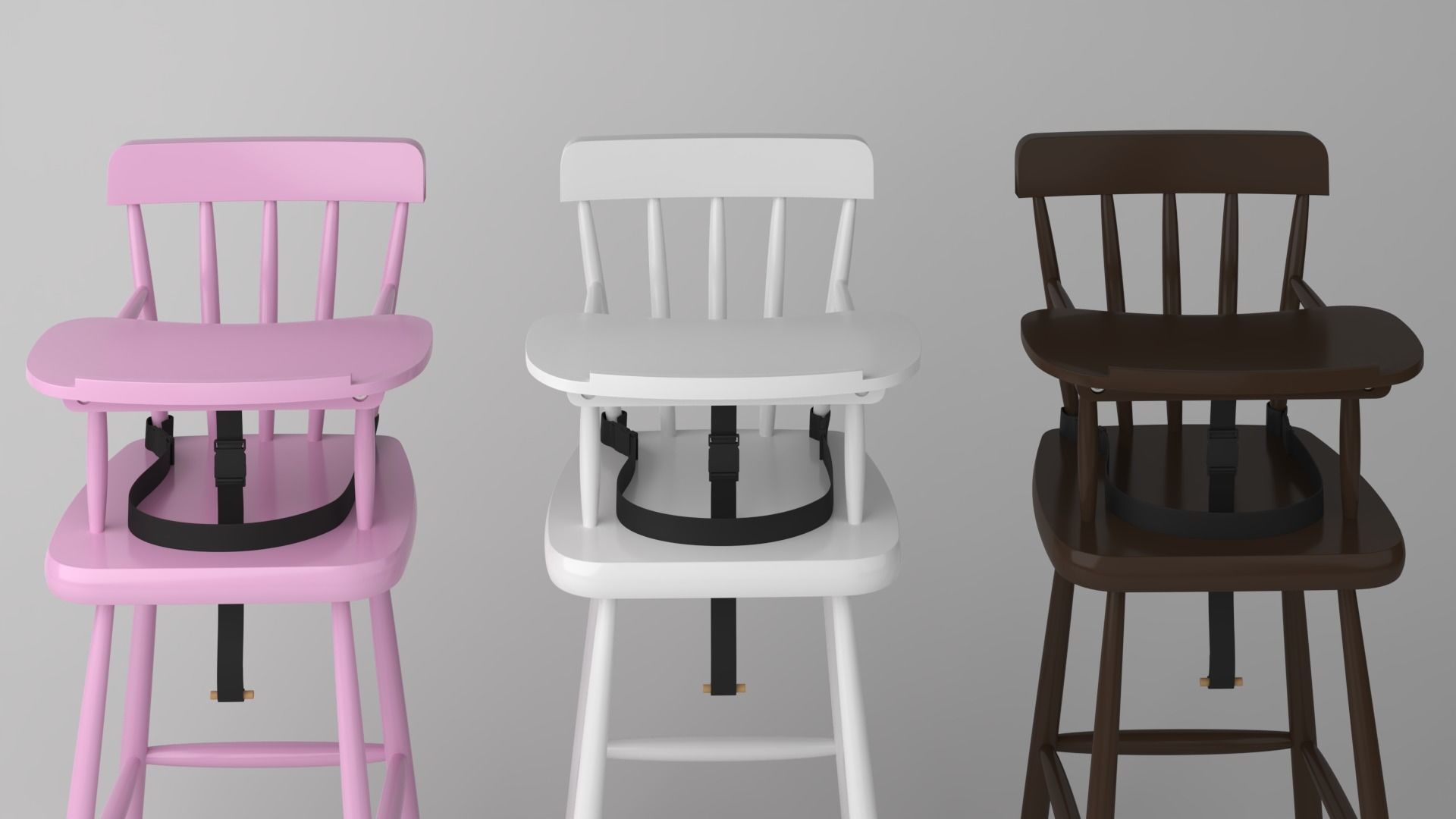 Baby Highchair with table VRAY 3D model_3