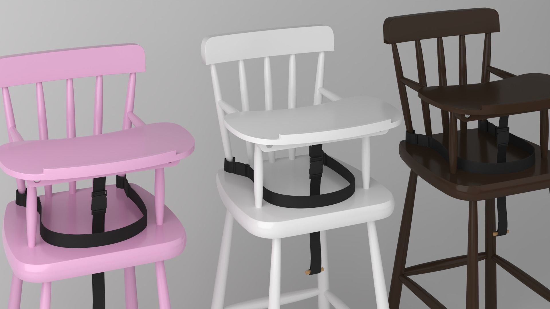 Baby Highchair with table VRAY 3D model_1