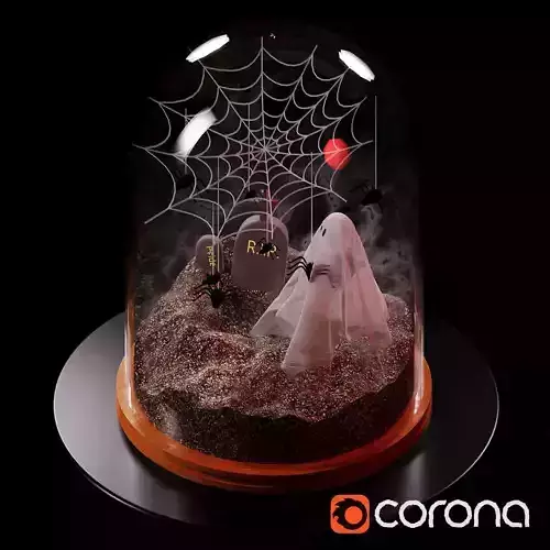 Halloween style decor a ghost on a grave