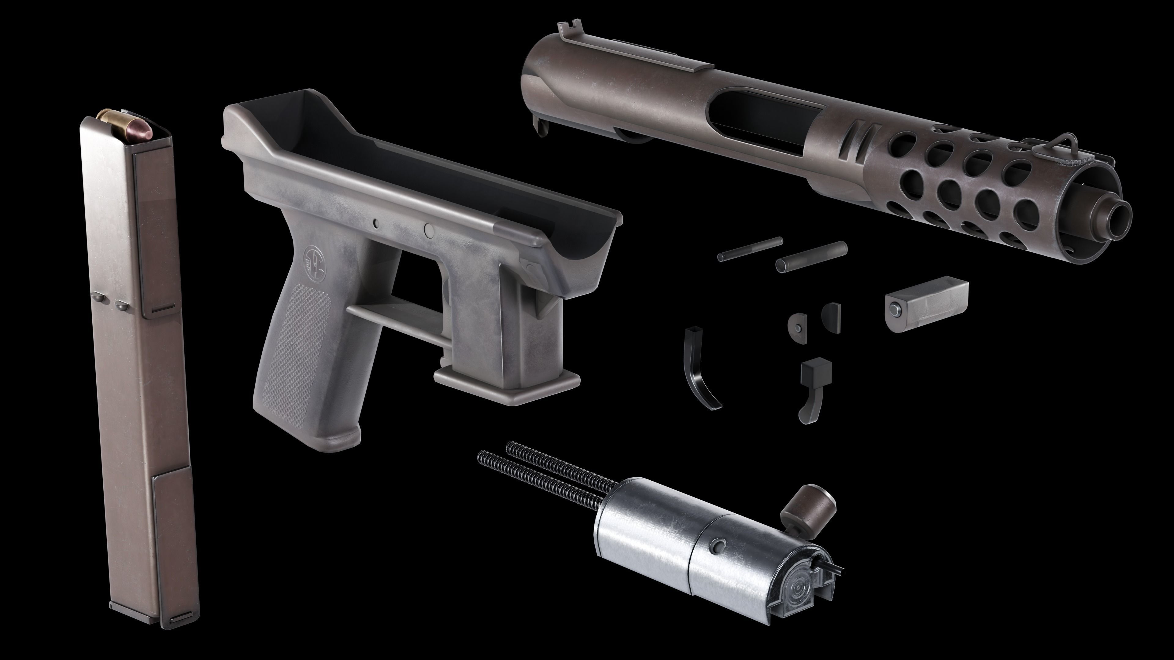 TEC 9 Low Poly Low-poly 3D model_1