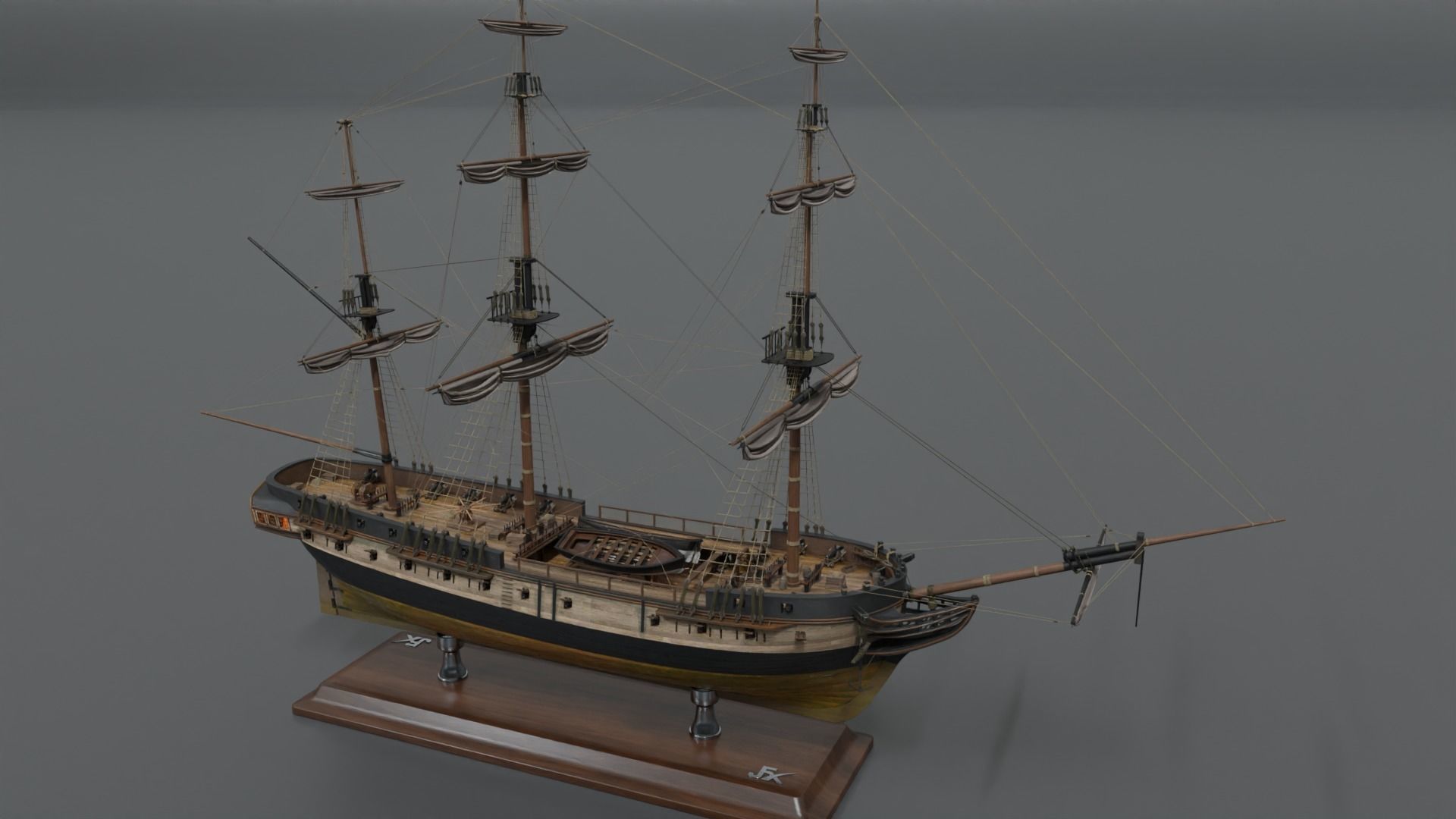PBR-Endeavour sailing frigate  3D model_13