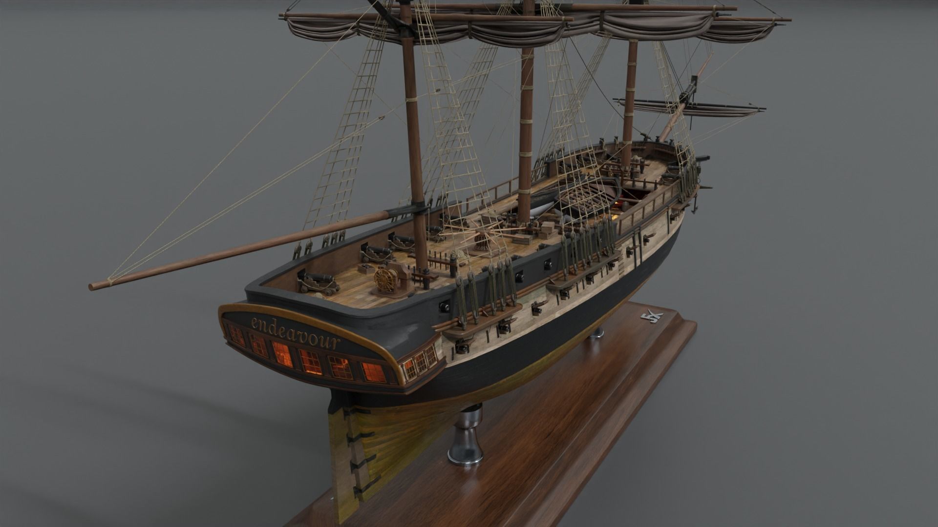 PBR-Endeavour sailing frigate  3D model_10