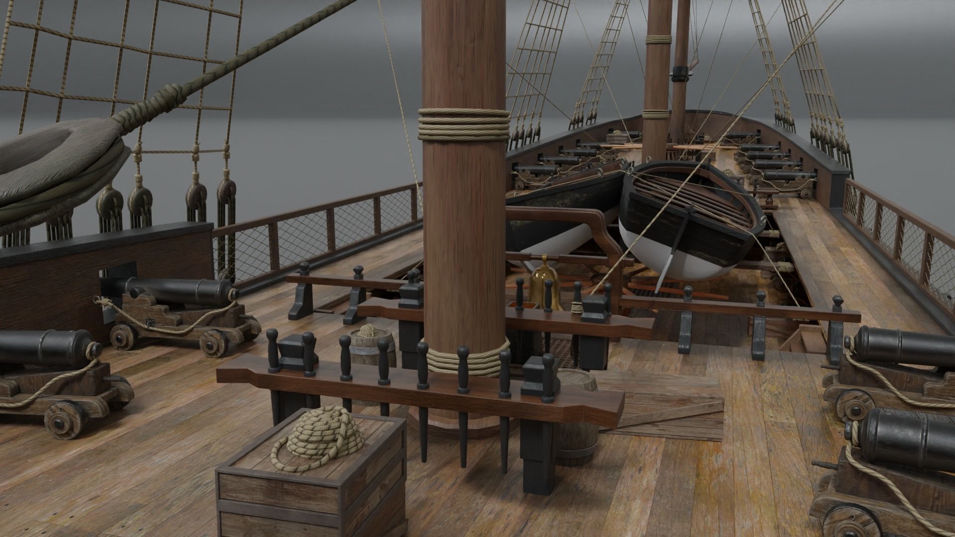 PBR-Endeavour sailing frigate  3D model_9