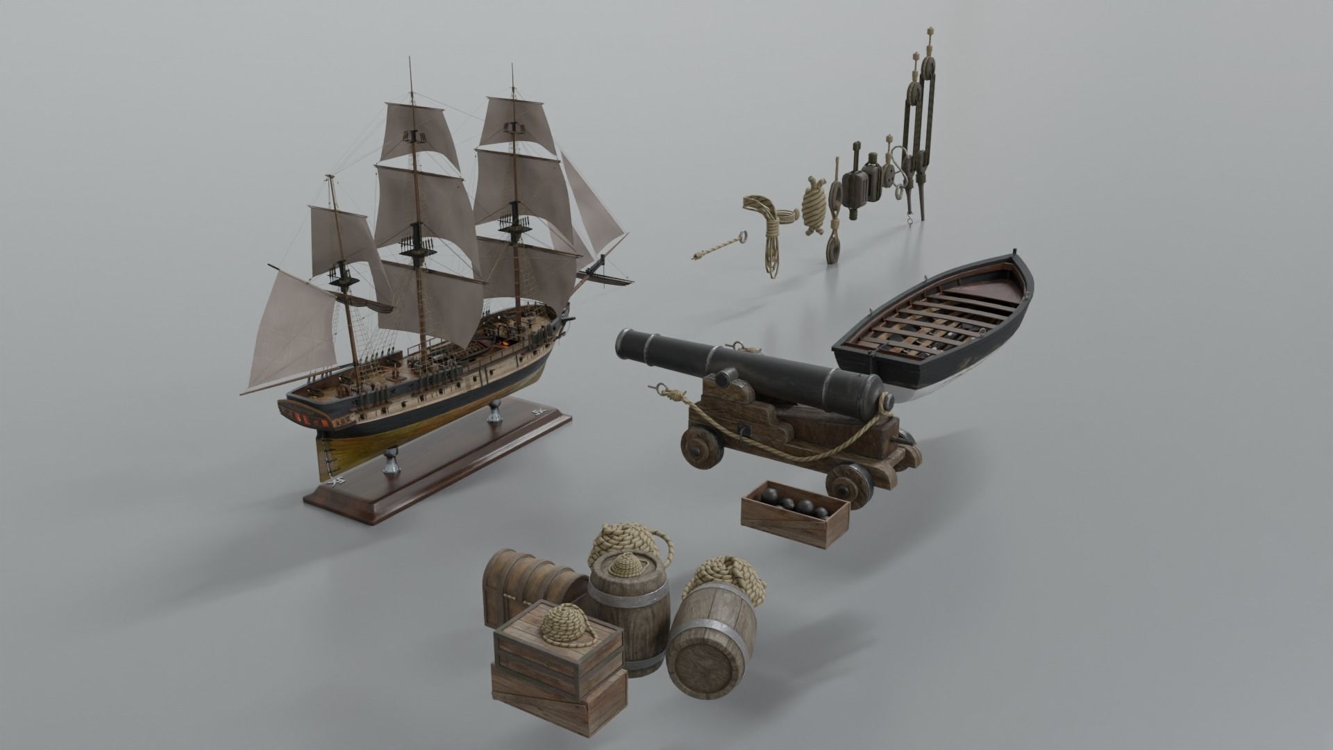 PBR-Endeavour sailing frigate  3D model_20