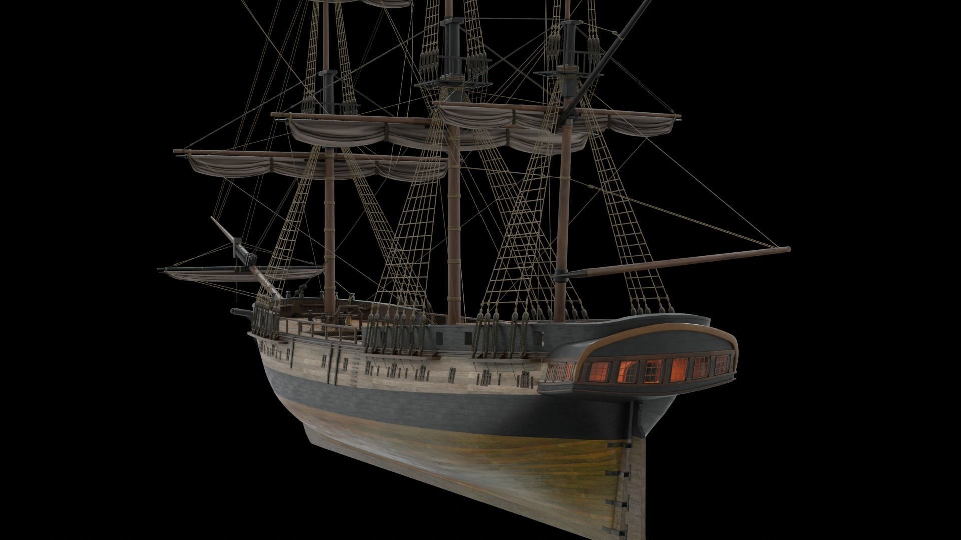 PBR-Endeavour sailing frigate  3D model_24