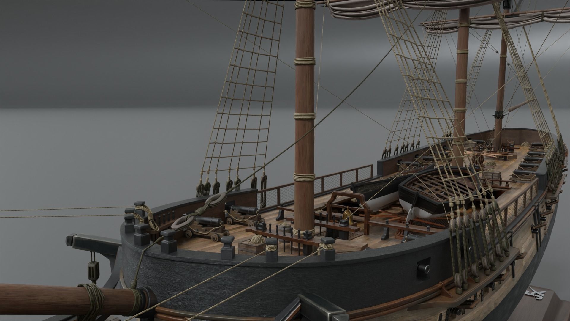 PBR-Endeavour sailing frigate  3D model_8