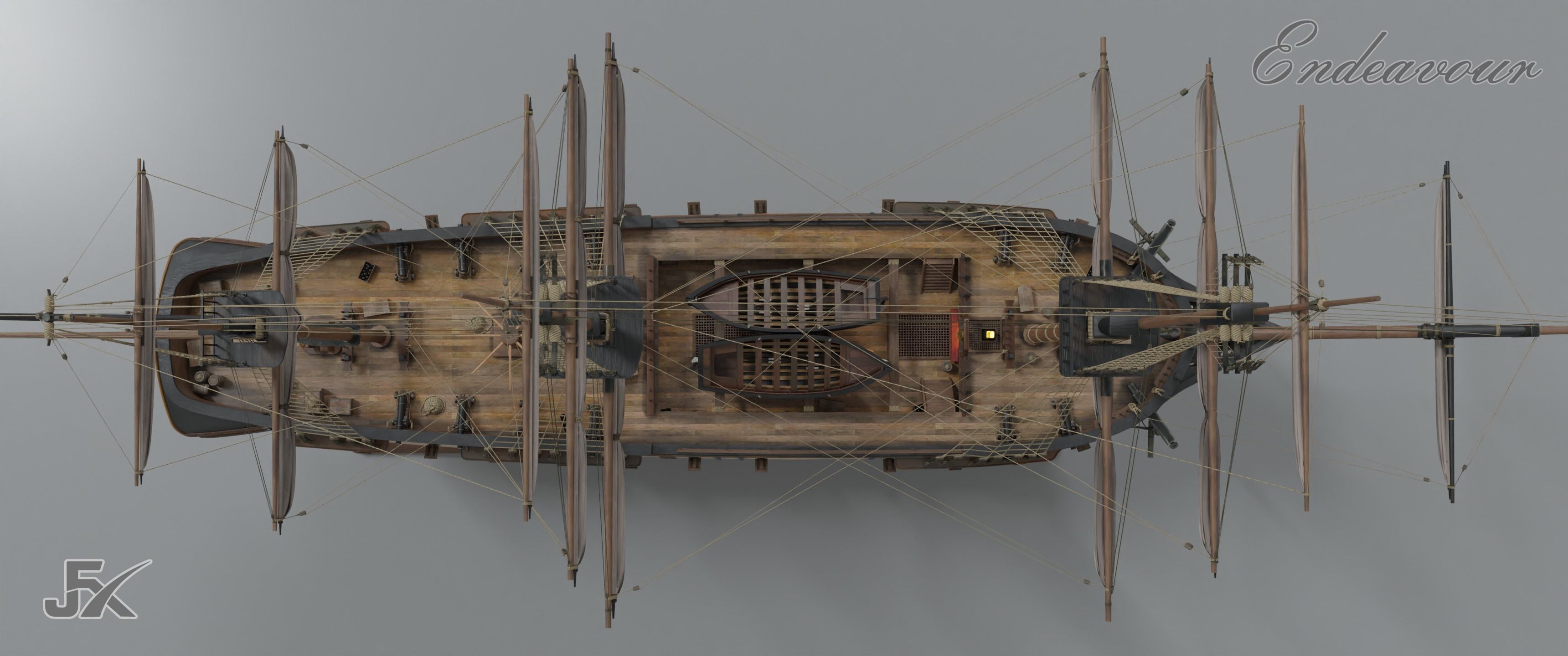 PBR-Endeavour sailing frigate  3D model_6
