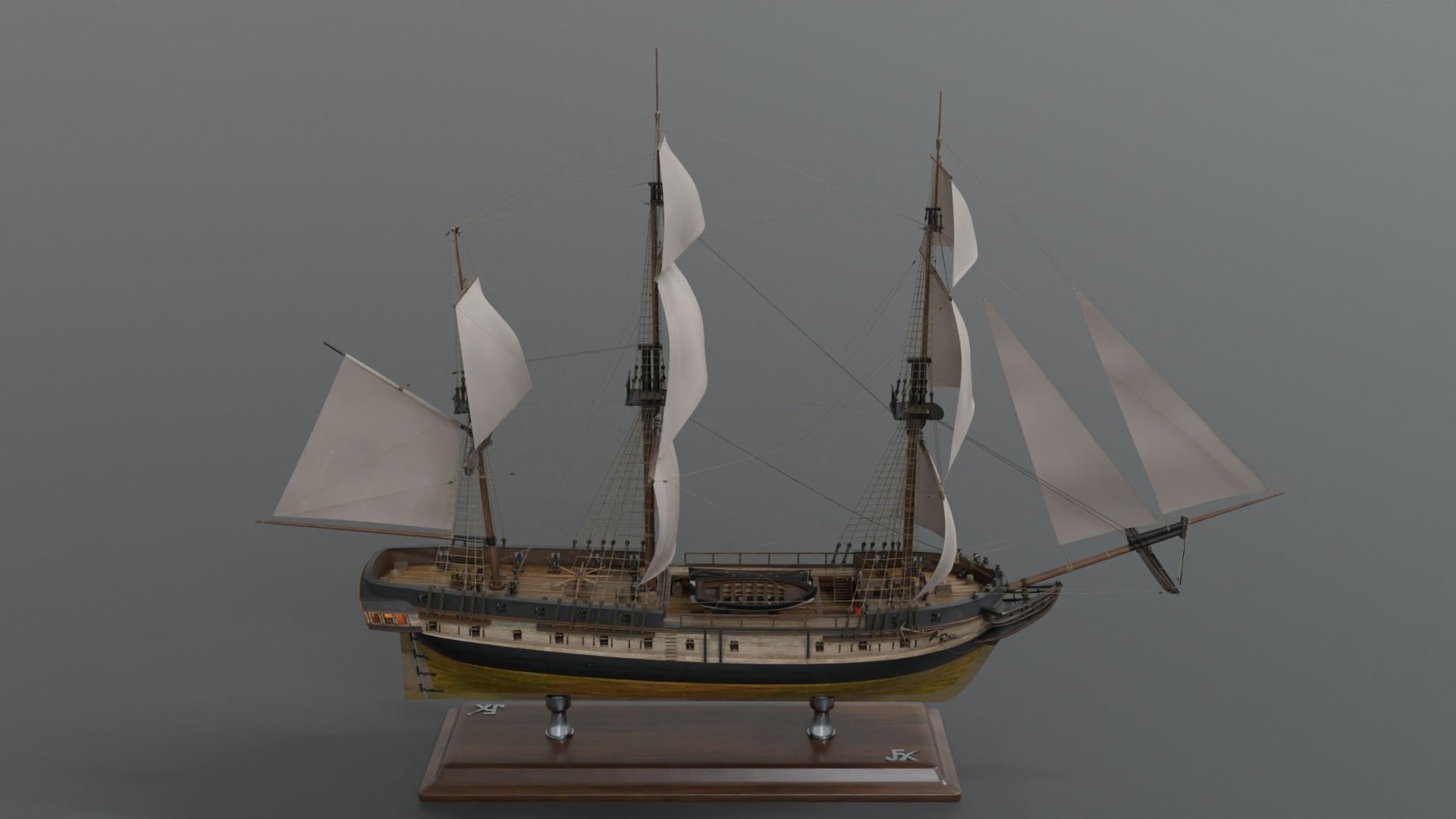 PBR-Endeavour sailing frigate  3D model_7