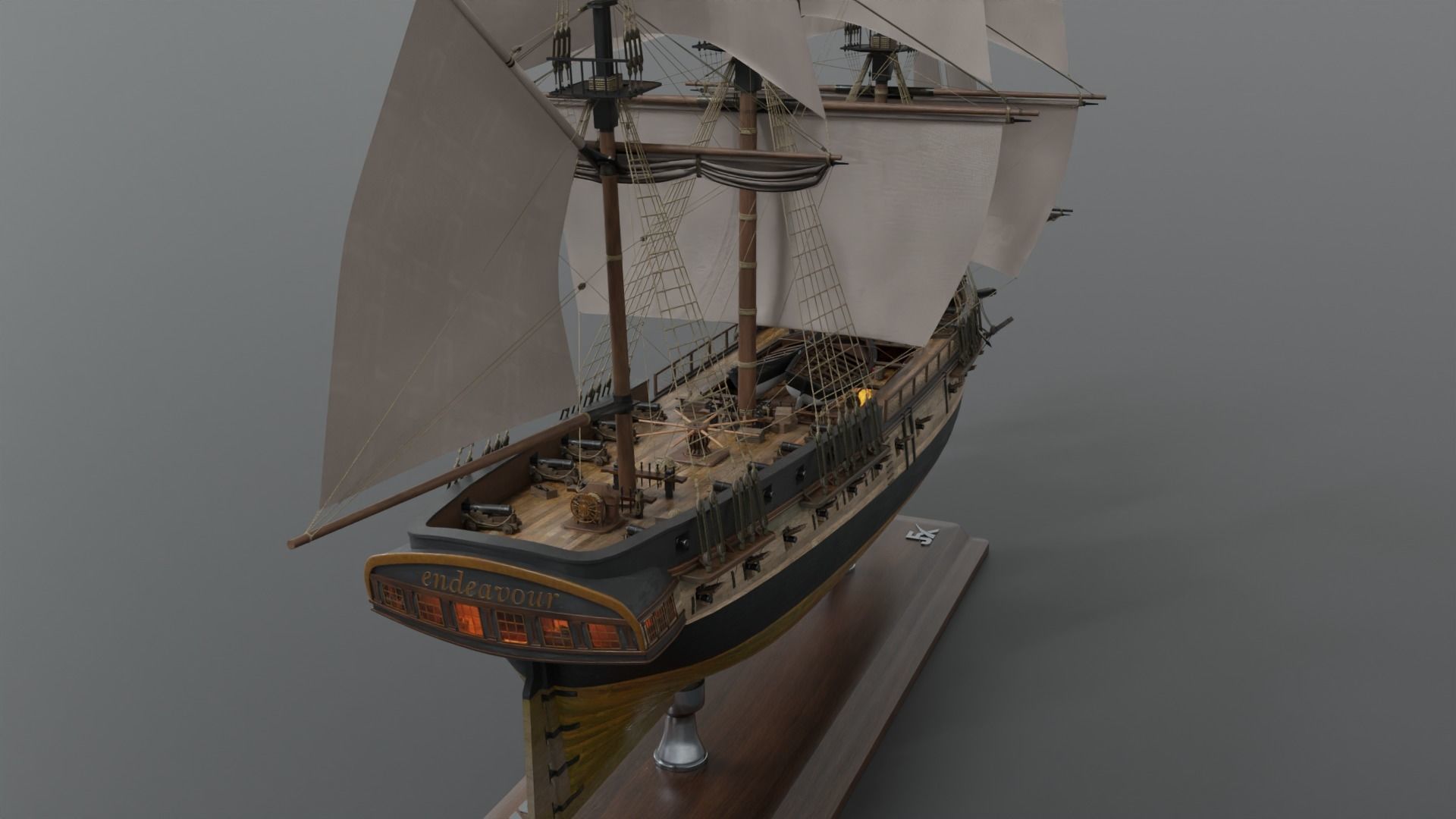 PBR-Endeavour sailing frigate  3D model_12