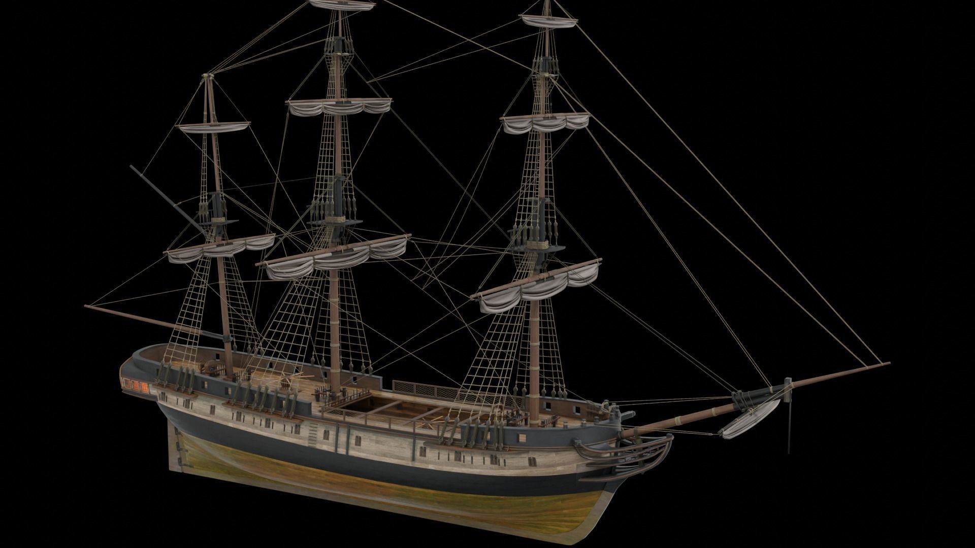 PBR-Endeavour sailing frigate  3D model_23
