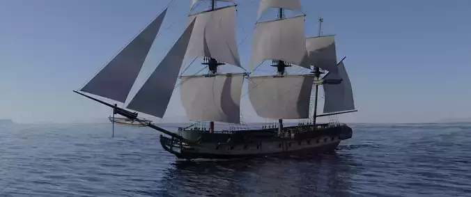 PBR-Endeavour sailing frigate  3D model