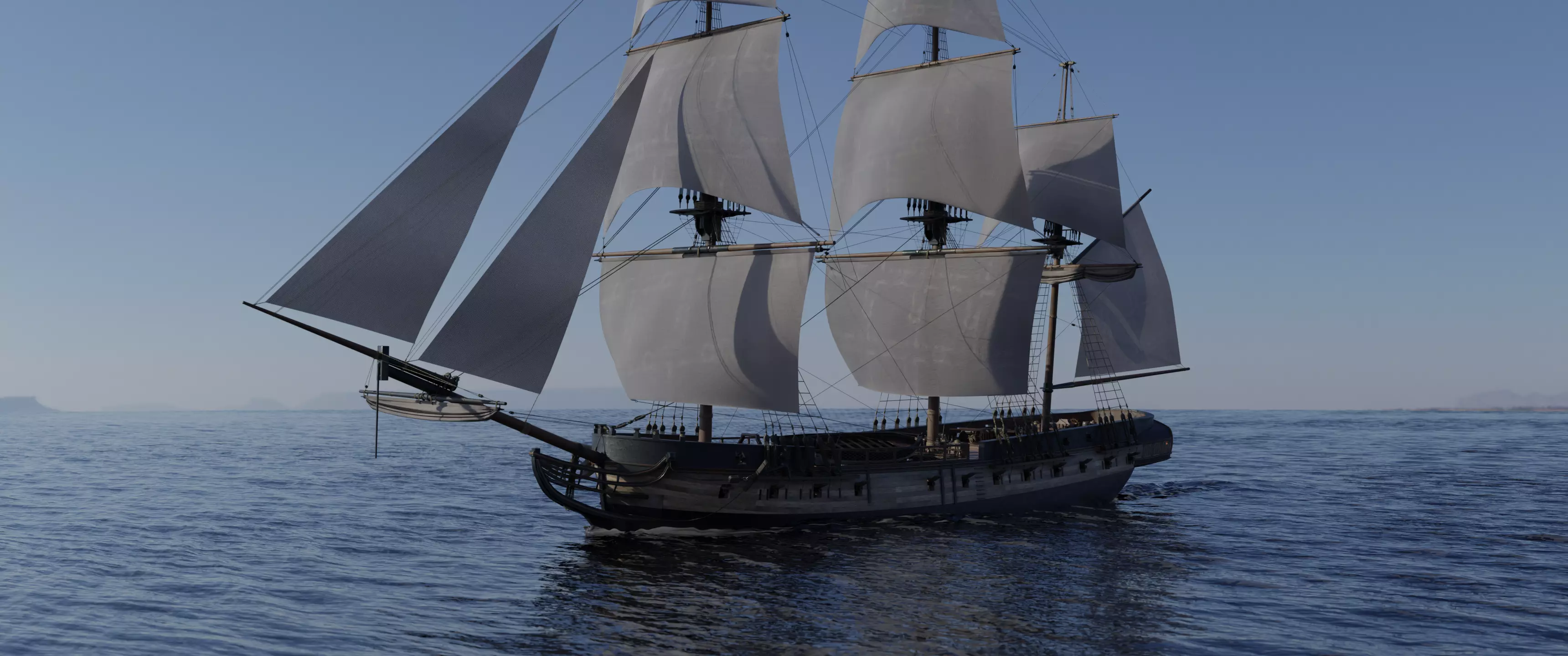 PBR-Endeavour sailing frigate  3D model_0