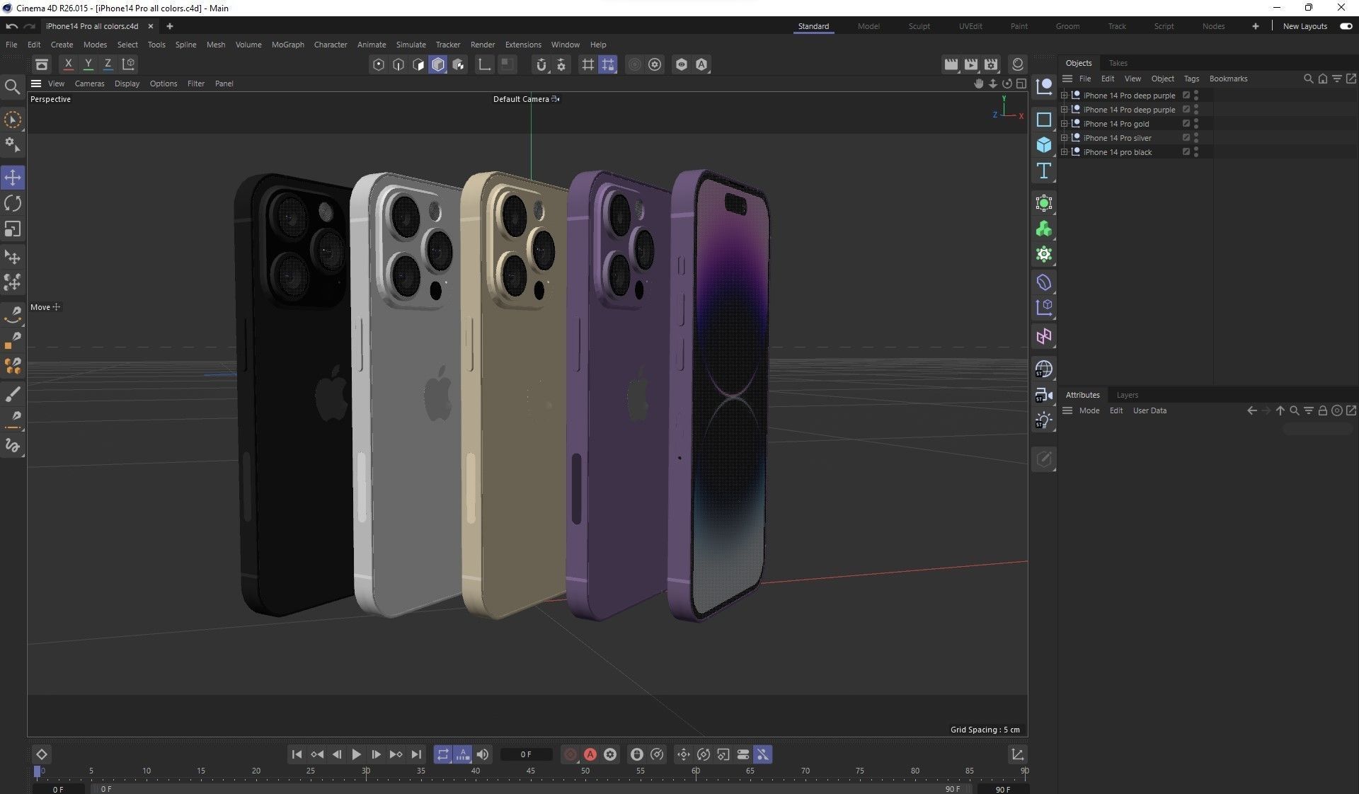 Apple iPhone 14 Pro All color Low-poly 3D model_55