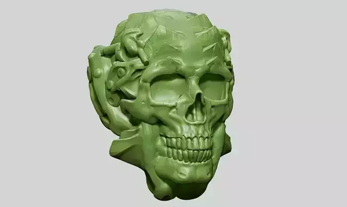 skull robot head a06 3D print model 3D print model