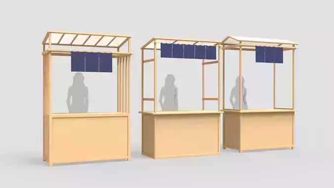 Asian Wooden Food Stands