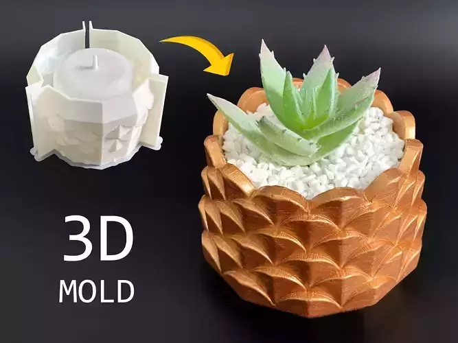 Geometric Pot 3D mold printing - Include Pot file for print