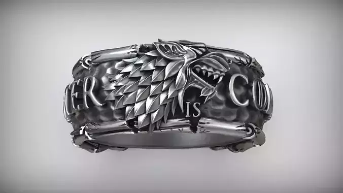 Wolf Winter Is Coming John Snow Fan Art Ring