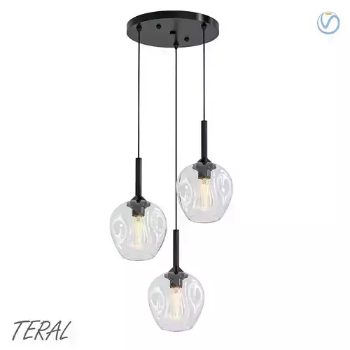 TERAL three light pendant with glass globes